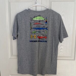 Under Armour Gray Graphic Tee with Fish Design